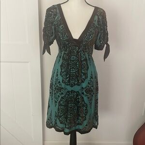 Hale Bob Green Flutter Sleeve V-Neck Sundress